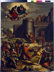 Szent István vértanúsága. (Szent István vértanúsága). A kereszténység első diakónusa, István vagy Stephane (35-ben mártír) megkövezték Jeruzsálem városán kívül, megpróbáltatásai során csodában vesz részt, megjelenik Isten és Jézus Krisztus, elpusztul.