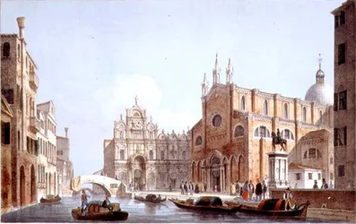 A SS. Giovanni és Paolo és S. Marco templom, Velence, metszet: Brizeghel (litográfia)