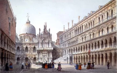 A velencei Palazzo Ducale udvara, Brizeghel metszete (litho)