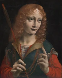Egy ifjú portréja Szent Sebestyénként, 1480-as évek vége (olaj, fa, préselt fára átültetve)