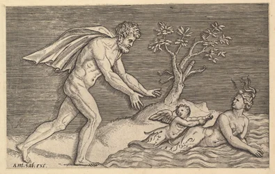 A római nagyszerűség tükre: Meztelen férfi üldözi a naiádot, kb. 1515-1527.