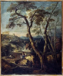 Tájkép": Caprice. Marco Ricci (1676-1730) festménye, Accademia Carrara, Bergamo Olaszország.