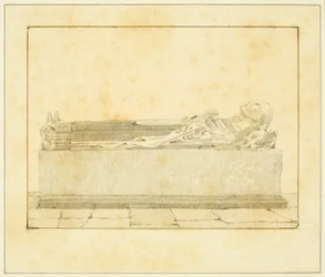 Canynges sírja Westbury dékánjaként a St Mary Redcliffe-ben (ceruza és akvarell papíron)
