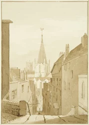 Queen Street (később karácsonyi lépések) (ceruza és akvarell papíron)