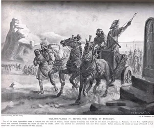 IV. Tiglath-Pileser a Turushpa fellegvár előtt, illusztráció a "Hutchinson