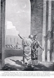 Ur-Engur a Holdisten templomának építése közbeni ellenőrzése, illusztráció Hutchinson "History of the Nations" című művéből (litográfia).