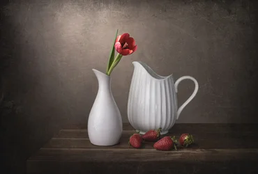 Piros tulipán és eper