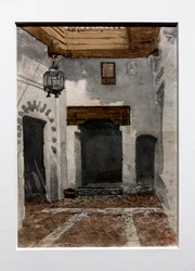 A ház belseje, ahol az első napokat töltöttük Tetouanban, 1860 körül (akvarell, papír)