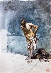 Lágyékkötőbe öltözött férfi, 1871 körül (akvarell, papír)