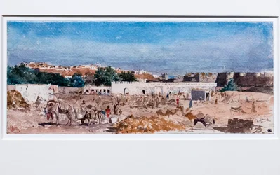 Észak-afrikai táj, 1862 után (akvarell grafit-előkészítő nyomvonalra, vastag vattás papírra)