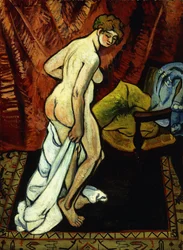 Álló akt törülközővel; magát drapériába burkoló álló akt, 1919