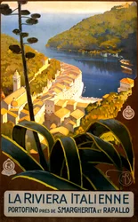 Az olasz riviéra utazási posztere, 1920 körül (litho)