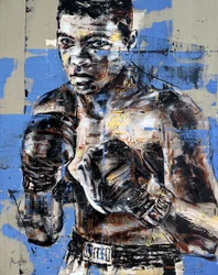 Ali, Icon Series, 2023 (akril és olaj, fordított vászon)