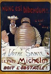 Reklámplakát Michelin gumiabroncs: Nunc egy bibendum, a Michelin gumiabroncs felszívja az akadályt
