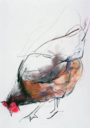 Feeding Hen, Trasierra, 1998 (grafit, konte és szén papíron)