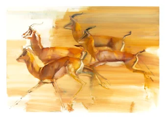 Futó gazellák, 2010 (olaj, papír)