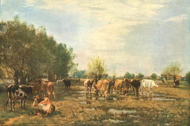 Láprétek szarvasmarhákkal, 1877, c1930.