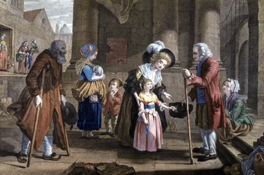 Emberiesség lecke. Egy fiatal lány nevelése, 1790 körül (metszet)