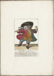 A törpe Gilles Platfues francia táncmesterként, kb. 1710 Mgr. Gilles Platfues, az Academie des Lourdeaux táncművészete (cím a tárgyon) Il Callotto resurcitato vagy Újonnan kinevezett Zwerchen kabinet (sorozat címe)