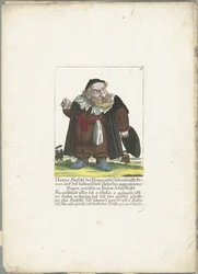 De joodse dwerg Natan Hirschl, 1710 körül Natan Hirschl, a prágai zsidóság prímása és Püpen-maister jóváhagyta a Hoebrai törvényt, iskolai ruhájában (cím a tárgyon) Il Callotto resurcitato vagy újonnan berendezett Zwerchen szekrény (lásd