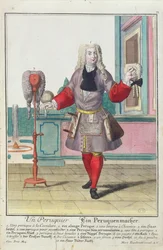 A parókakészítő, Augsburgban, 1735 körül