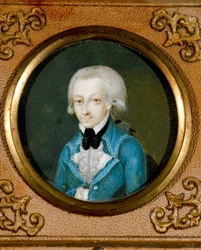 Ausztria, Wolfgang Amadeus Mozart (1756 - 1791) osztrák zeneszerző portréja, 1773 körül (miniatúra elefántcsontra)