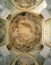 Mennyezeti freskó a neresheimi templomban (freskó)