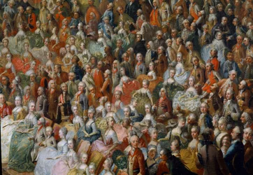 Mária Teréz, Ausztria császárnéja, II. József leendő császár és felesége, Pármai Izabella tiszteletére rendezett lakoma 1760.10.10-én. Részlet