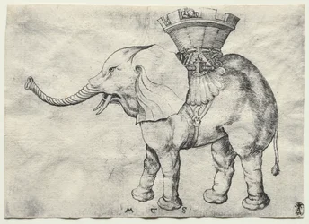 Egy elefánt Howdah-val, c. 1485.