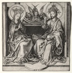Az Atyaisten és a Szűzanya trónol Angyalok részvételével, c. 1480-90.