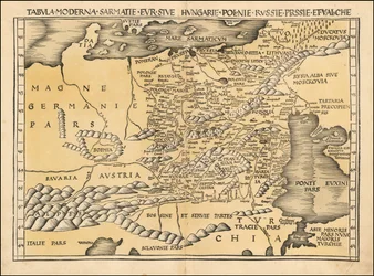 1513-as Lengyelország, Balti-tenger, Magyarország és Kelet-Európa térképe Martin Waldseemüller tollából