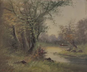River Scene (olaj, vászon)