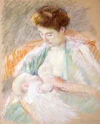 Mother Rose szoptatja a gyermekét, 1900 körül (pasztell, papír)