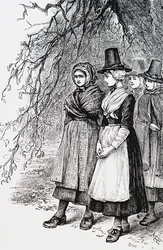 Walesi lányok egy hollantide-i vásáron, egy bérbeadó vásáron, arra várva, hogy elfoglalják őket háztartási alkalmazottként
