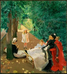 Látogatás a parkban (festmény vászonra)