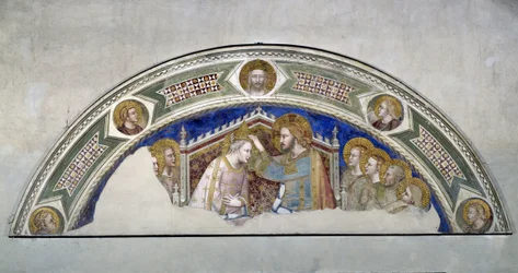 Szűz Mária megkoronázása. Maso di Banco (1335-1346 között tevékenykedett) festménye.