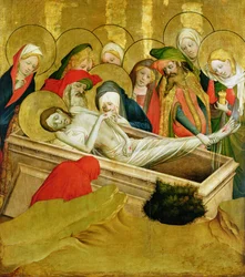A síremlék, a hamburgi Szent János-templom Szent Tamás-oltárának táblája, 1424-ben kezdődött (tempera és olaj a táblán) (a részletekért lásd: 144553)