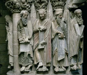 A Portico de la Gloria részlete az ószövetségi próféták kövével