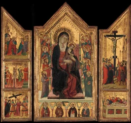 Madonna és gyermeke trónolva