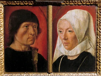 Egy férfi és a felesége portréja. Egy pár ábrázolása (kettős portré). De Saint Gilles mester festménye (1490-1510 között tevékenykedett), francia iskola