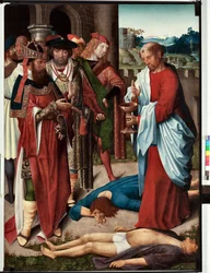 Epizód Szent János evangélista életéből: „A méregpohár csodája” (Szent János evangélista élete, Szent János egy csésze mérget iszik) San Giovanni evangelista (Szent János evangélista) mesterének festménye (15. vége század) Mérete 120x90 cm Ált