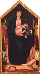 Madonna és a gyermek szentekkel (tempera a panelen)