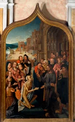 Triptikus: „Lázár feltámadása”” San Lorenzo mesterének festménye. San Lorenzo della Costa plébánia, Santa Margherita Ligure (Genova)