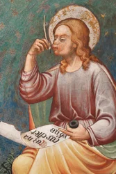 "Szent Máté evangélista" írás: "Amikor Jézus megszületett", 1420 körül (freskó) Részlet, 1420 körül (freskó)