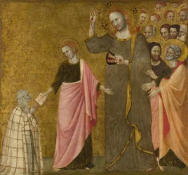 ""Rimini Szent Klára látomása (1282-1326)" Francesco da Rimini festménye (aktív 1333-1348 körül) 1340 körül Londoni Nemzeti Galéria