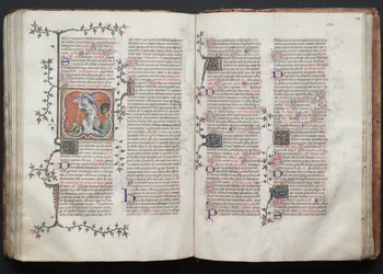 A Gotha Misekönyv: Fol. 124v, Mihály arkangyal, c. 1375.