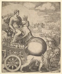 Cybele két oroszlán vontatta szekerén, 1530-60.