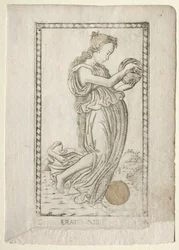 Erato líra és szerelmi költészet a Tarocchi D... sorozatból, 1467 előtt.