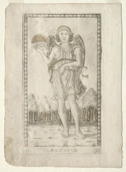 A világ zsenije a Tarocchiból, B sorozat: Kozmikus alapelvek és erények, 33. szám, 1467 előtt.