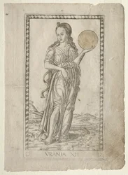 Uránia (csillagászat) (a D: Apollo and the Muses, 12. számú Tarocchi sorozatból)
